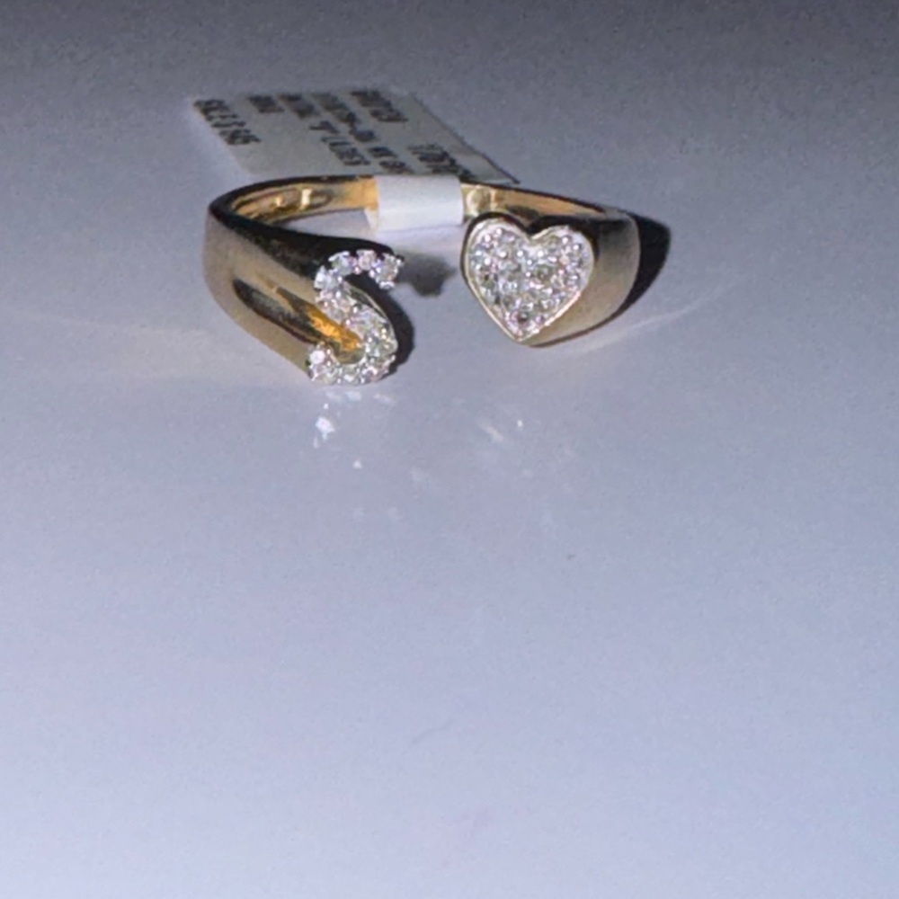 10k Solid Gold Real Diamond S initial Heart Ring, FREE APPRAISAL, Gift for her